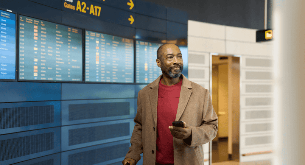 Deaf man in an airport